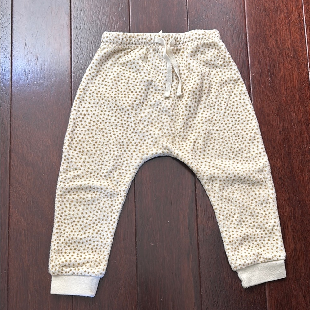 Quincy Mae Cream Polka Dot Terry Coth Pants
